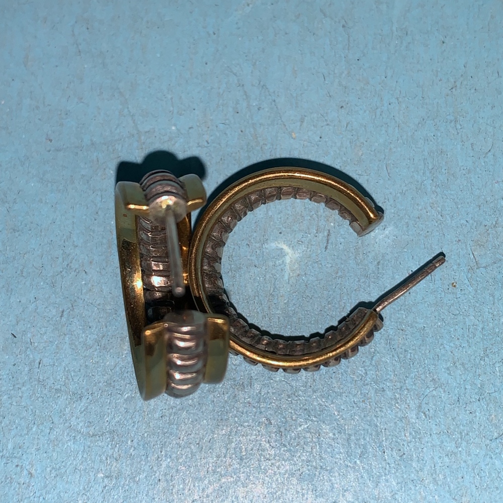 Gold Silver Tone Chunky Hoops View 4